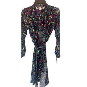 Vicky Tiel Muliticolor Abstract Print Wrap Dress Small NEW Maximalist Artsy